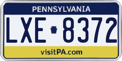 PA license plate LXE8372