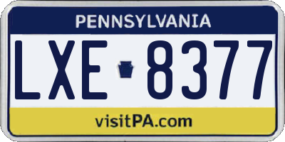 PA license plate LXE8377