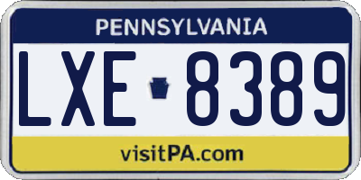 PA license plate LXE8389