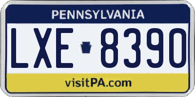 PA license plate LXE8390