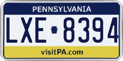 PA license plate LXE8394