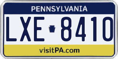PA license plate LXE8410