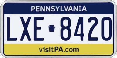 PA license plate LXE8420