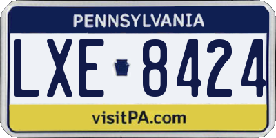 PA license plate LXE8424