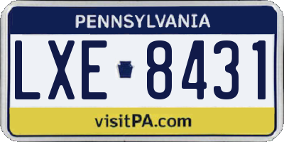 PA license plate LXE8431