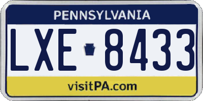 PA license plate LXE8433