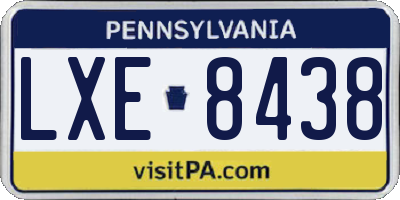 PA license plate LXE8438