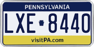 PA license plate LXE8440