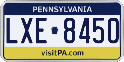 PA license plate LXE8450