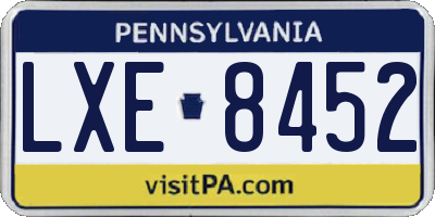PA license plate LXE8452
