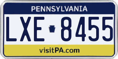 PA license plate LXE8455