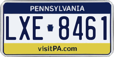PA license plate LXE8461