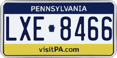 PA license plate LXE8466