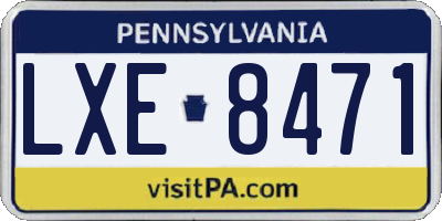 PA license plate LXE8471