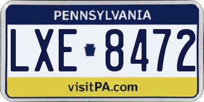 PA license plate LXE8472