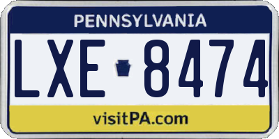 PA license plate LXE8474