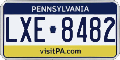 PA license plate LXE8482
