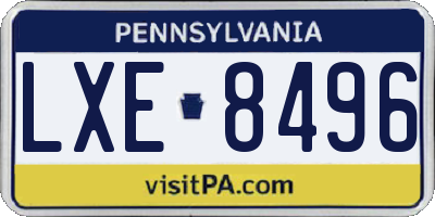 PA license plate LXE8496