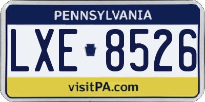 PA license plate LXE8526