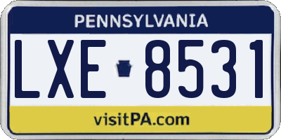 PA license plate LXE8531