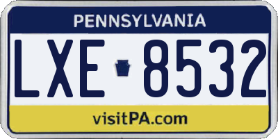 PA license plate LXE8532
