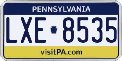 PA license plate LXE8535