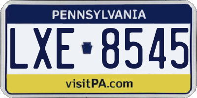 PA license plate LXE8545