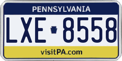 PA license plate LXE8558