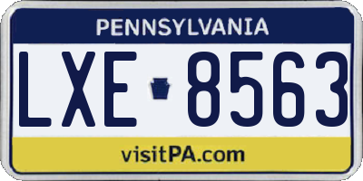 PA license plate LXE8563