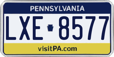 PA license plate LXE8577
