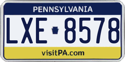 PA license plate LXE8578
