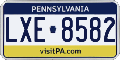 PA license plate LXE8582