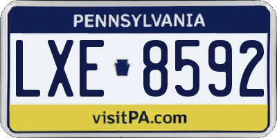 PA license plate LXE8592