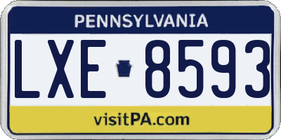 PA license plate LXE8593