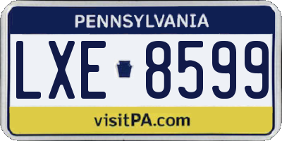 PA license plate LXE8599