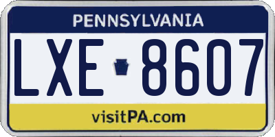 PA license plate LXE8607