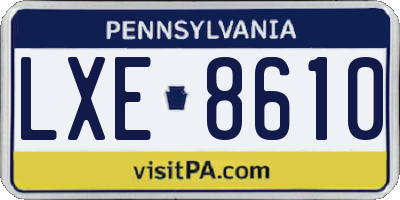 PA license plate LXE8610