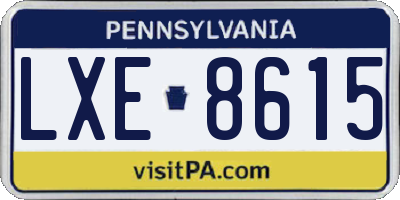PA license plate LXE8615