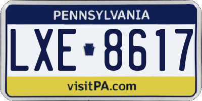 PA license plate LXE8617