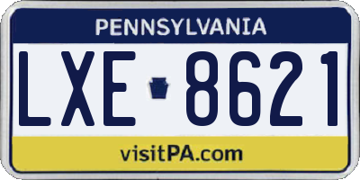 PA license plate LXE8621