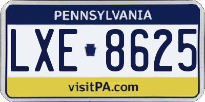 PA license plate LXE8625