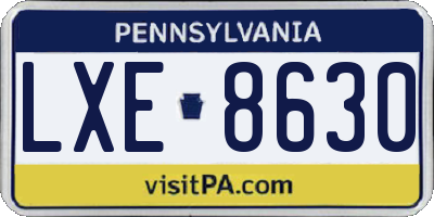 PA license plate LXE8630