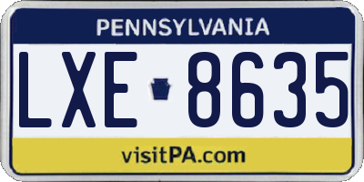 PA license plate LXE8635