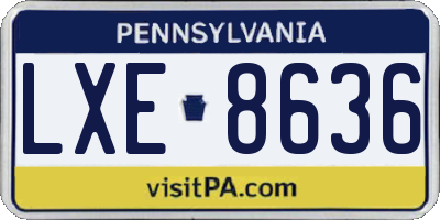 PA license plate LXE8636