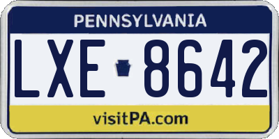 PA license plate LXE8642