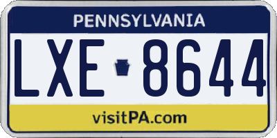 PA license plate LXE8644