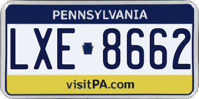 PA license plate LXE8662