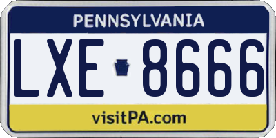 PA license plate LXE8666