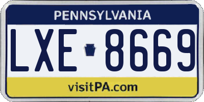 PA license plate LXE8669