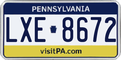 PA license plate LXE8672